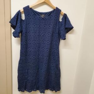 Ronni Nicole blue lace cold-shoulder dress Womans Medium